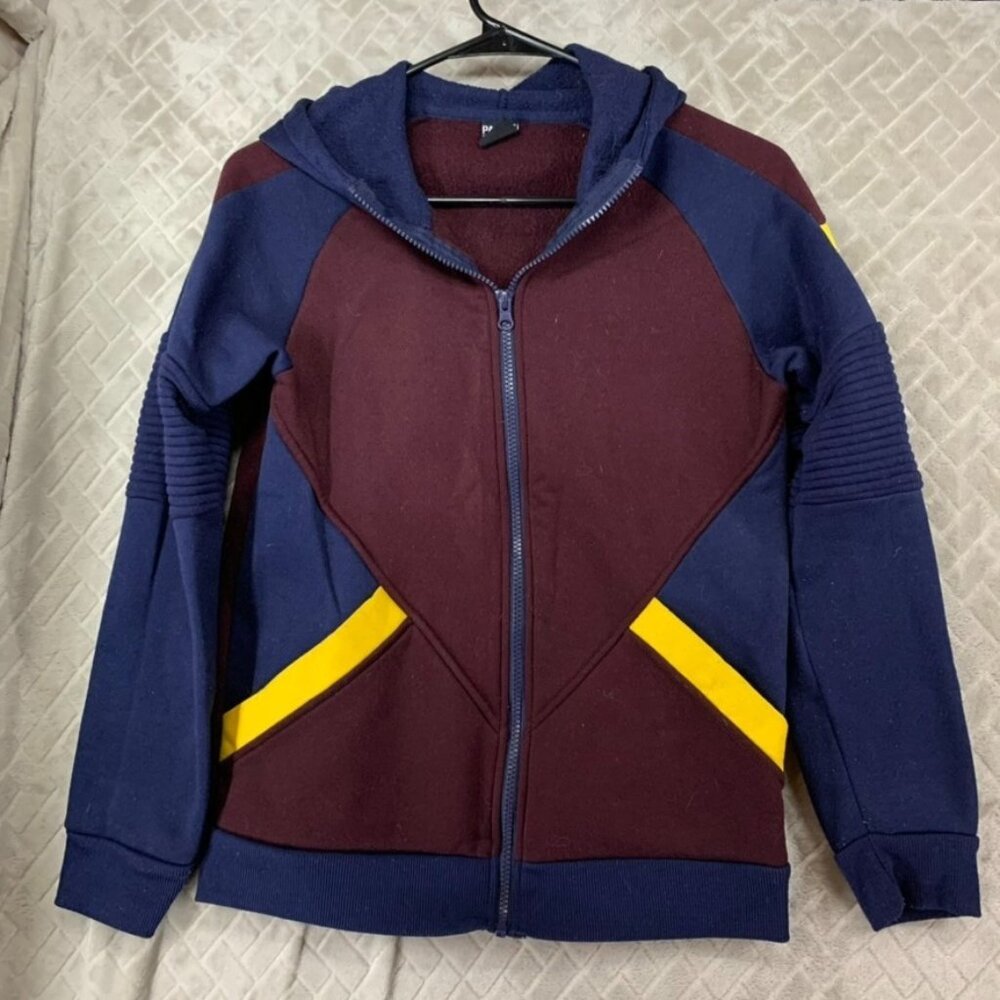 Panyc Kids Large Hoodie Sweatshirt Color Block Full Zip Polyester